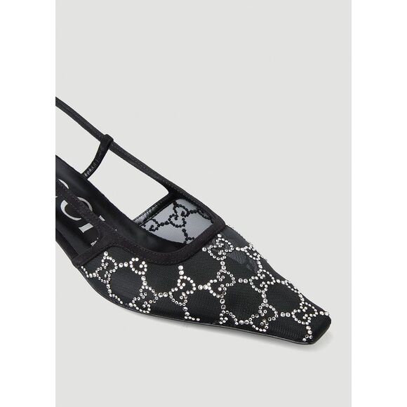 Gucci Women Crystal Gg Slingback Kitten Heels - Picture 5 of 7
